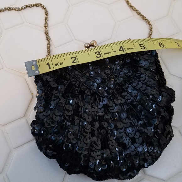 Vintage Speyer Milor black sequin shoulder bag WN - Picture 8 of 11